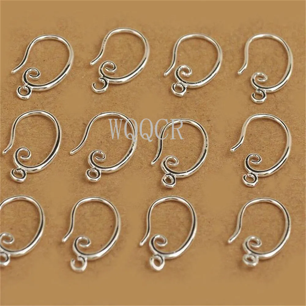 Wholesale 20PCS Fashion Jewelry Findings Genuine 925 Sterling Silver Earrings For Women Smooth Hook Ear For Design DIY