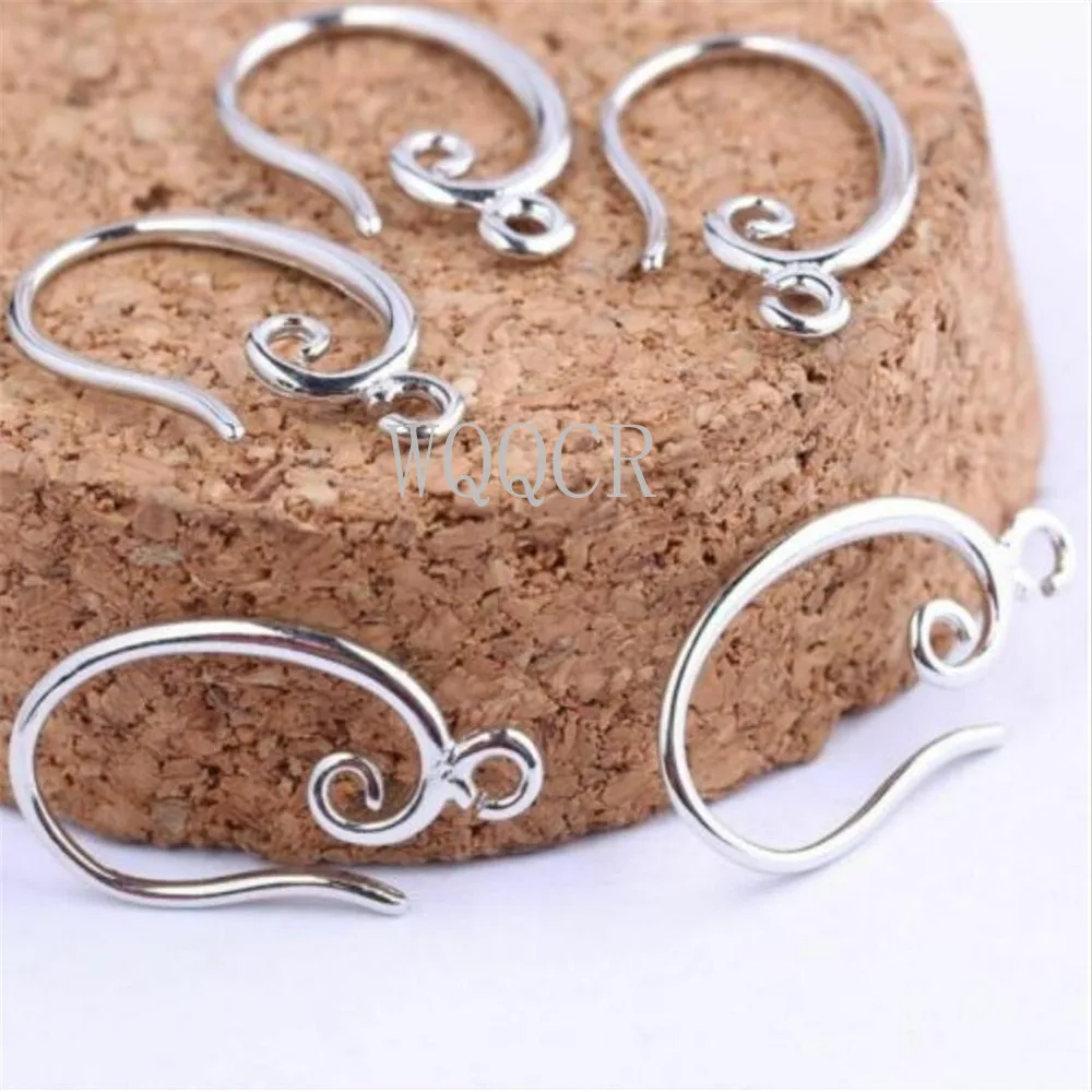 Wholesale 20PCS Fashion Jewelry Findings Genuine 925 Sterling Silver Earrings For Women Smooth Hook Ear For Design DIY