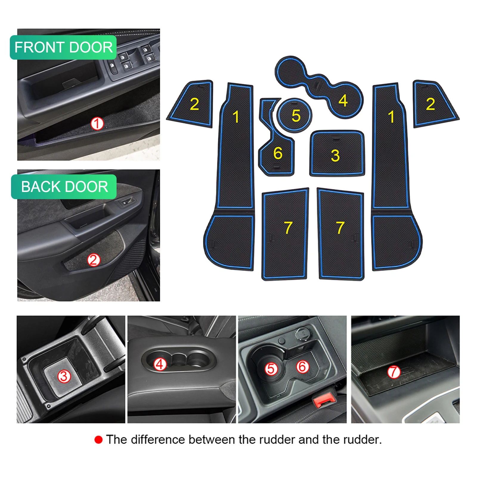 RUIYA for VW Golf 8 8.5 MK8 GTI GTE GTD 2020-2025 Car Door Groove Mat Anti-slip Slot Pad Auto Interior VW Golf 8 Accessories