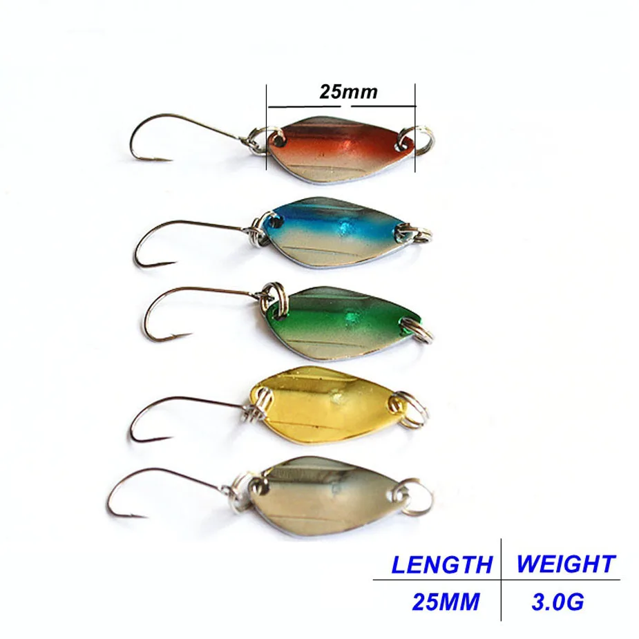 TOMA 10PCS Metal Spoon Baits Fishing Spinner Metal Lure Trout Spoon 2.5g 3.0g Wobbler Artificial Spoon Mini Fishing Bait