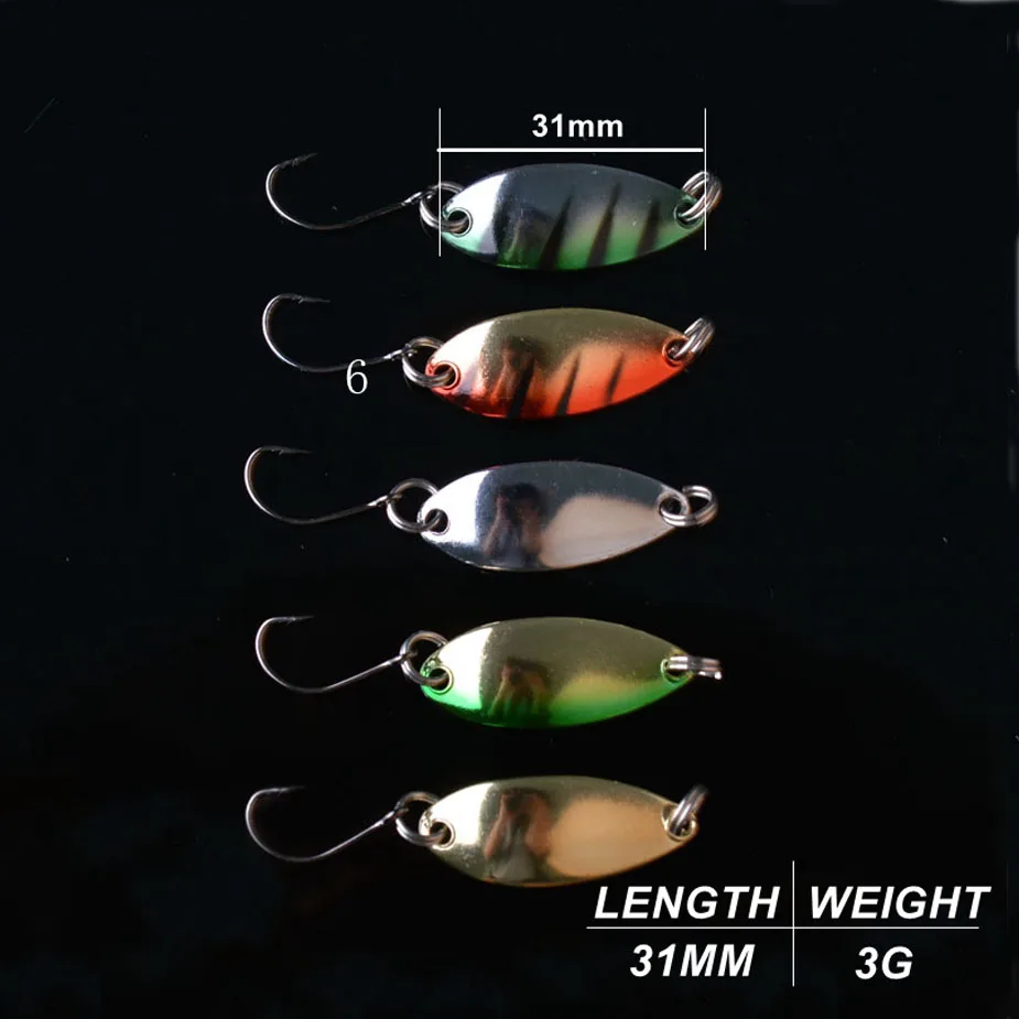 TOMA 10PCS Metal Spoon Baits Fishing Spinner Metal Lure Trout Spoon 2.5g 3.0g Wobbler Artificial Spoon Mini Fishing Bait