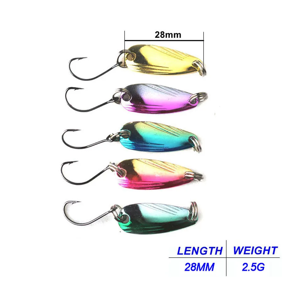 TOMA 10PCS Metal Spoon Baits Fishing Spinner Metal Lure Trout Spoon 2.5g 3.0g Wobbler Artificial Spoon Mini Fishing Bait