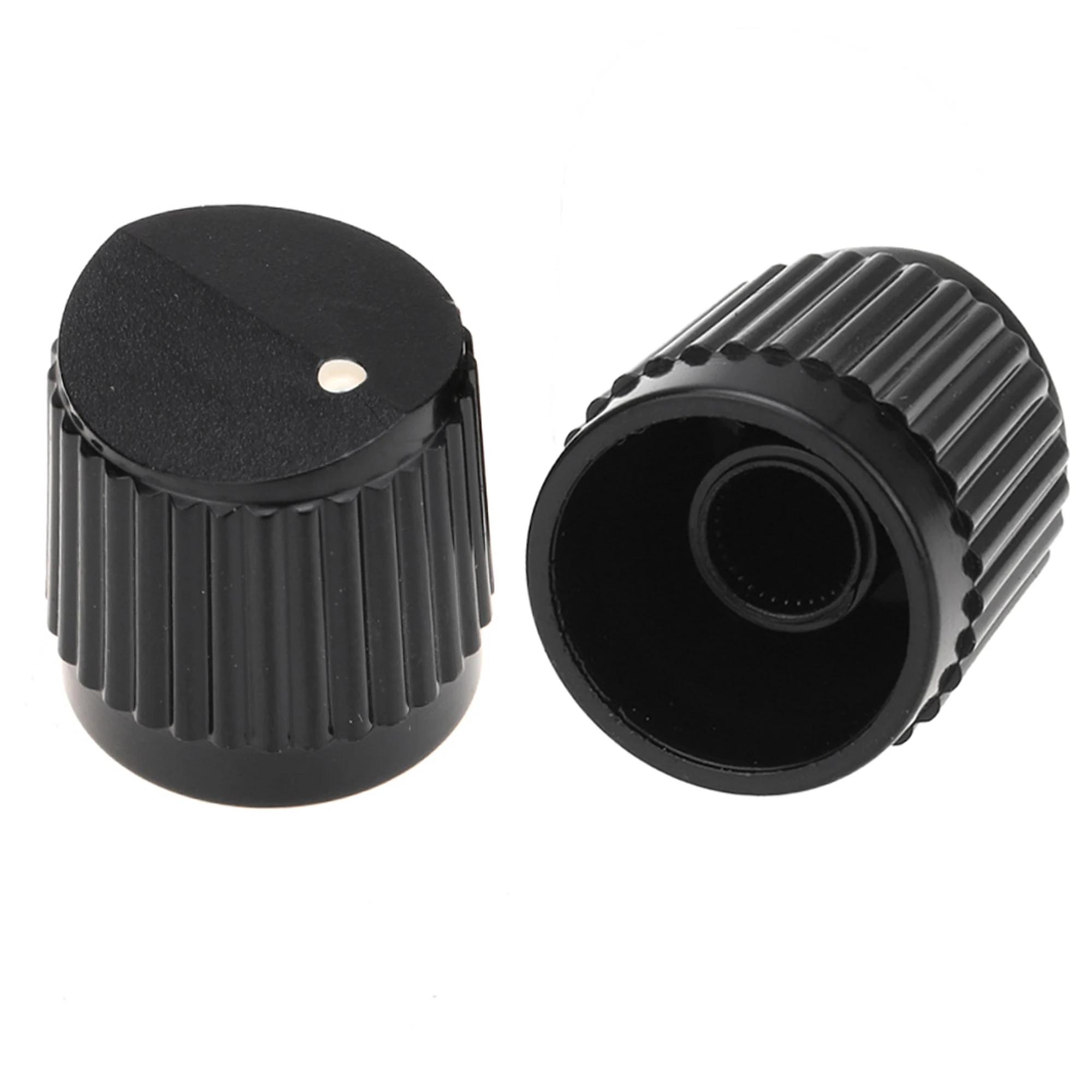 Musiclily Pro Universal Fitting Metric Size Plastic Bevel Top Knobs for Guitar or Bass Steinberger Style, Black ( Set of 2)