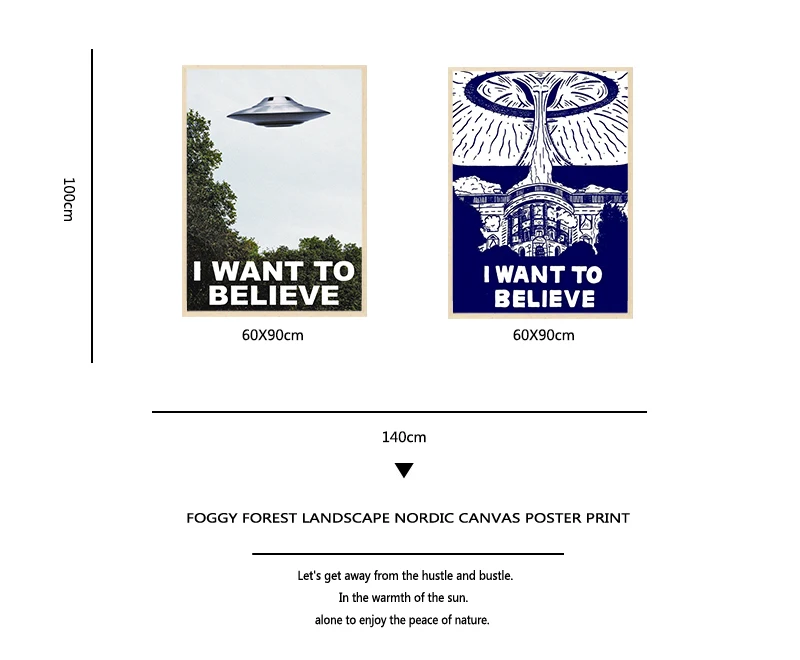 I Want To Believe X File TV Play Canvas Prints Painting Posters Wall Art Pictures For Living Room Decoration No Frame