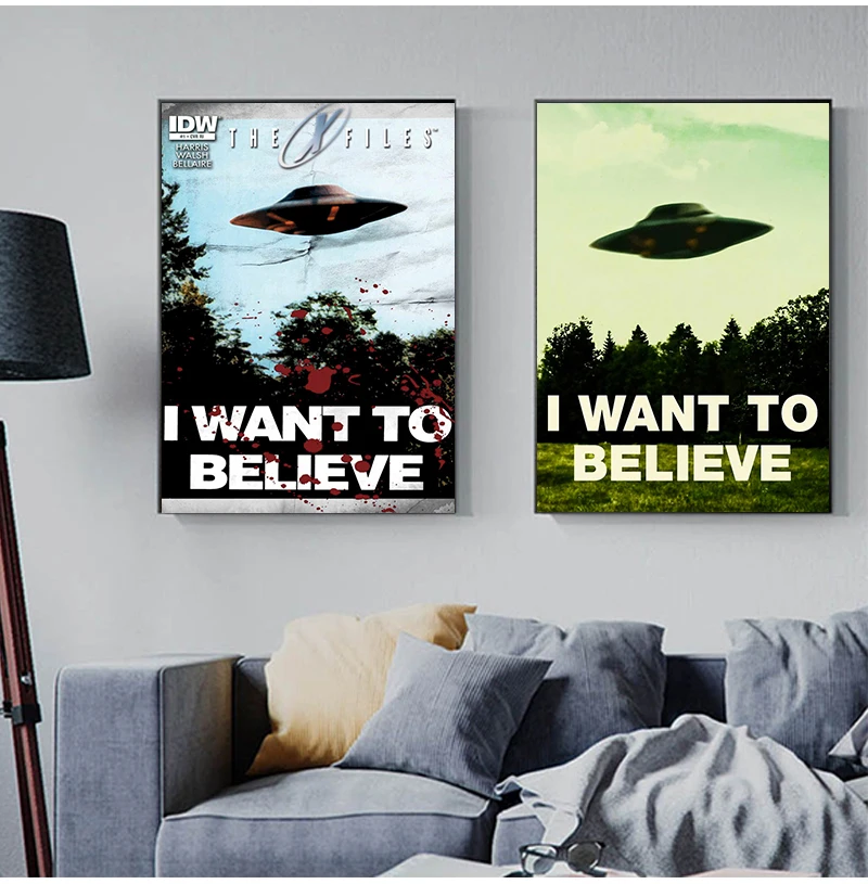 I Want To Believe X File TV Play Canvas Prints Painting Posters Wall Art Pictures For Living Room Decoration No Frame