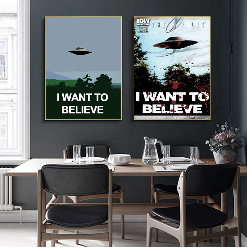 I Want To Believe X File TV Play Canvas Prints Painting Posters Wall Art Pictures For Living Room Decoration No Frame