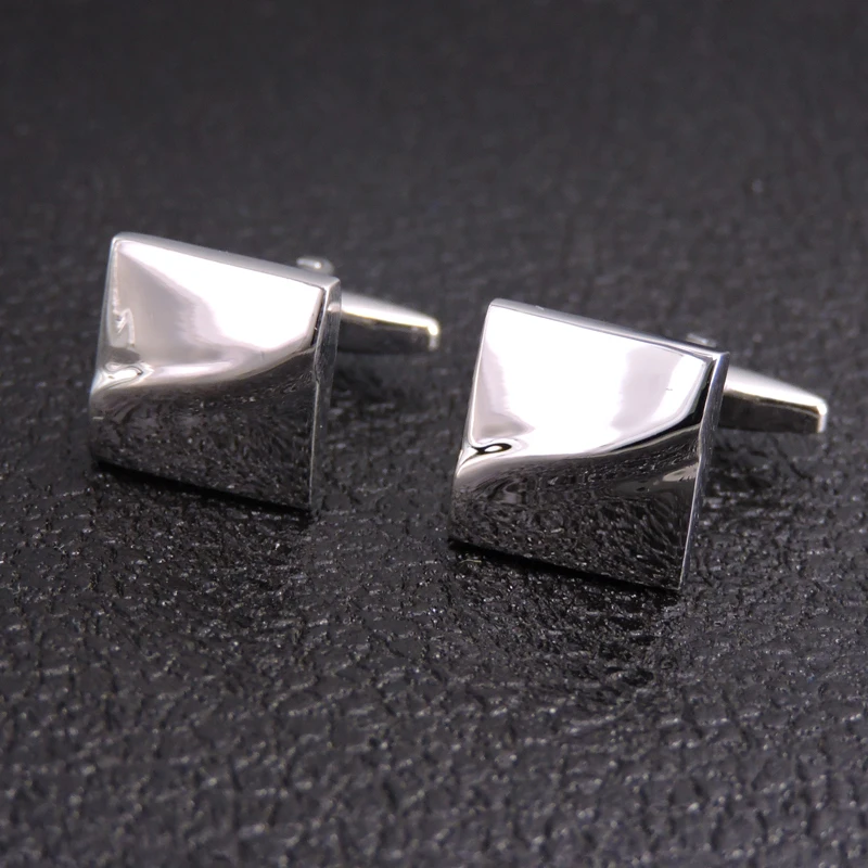 High quality hand polished laser metal Cufflinks Golden Silvery Black button Smooth textured cuffs French Cuff-links for men