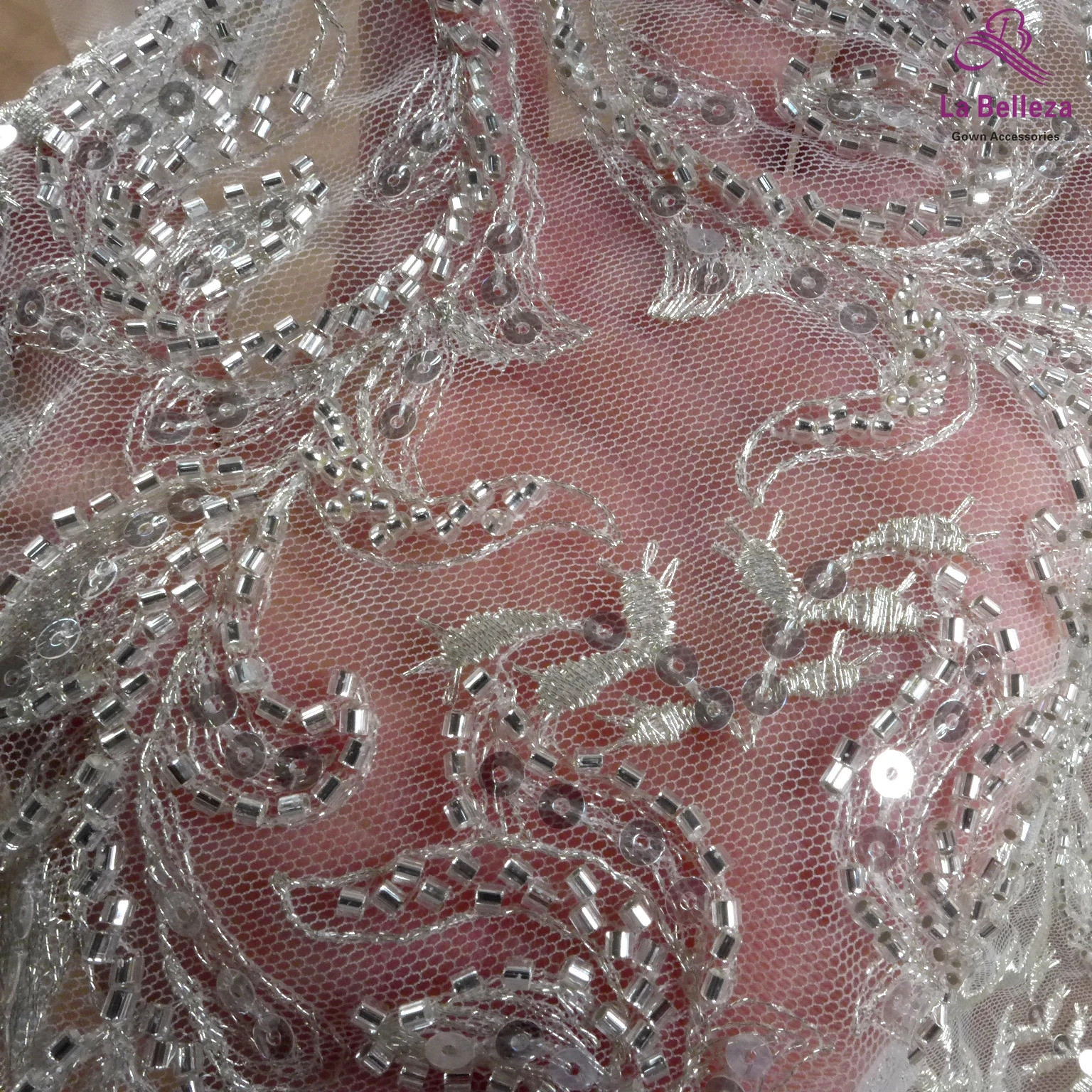La Belleza 2021 fashion bridal lace,Heavy beading lace fabric,Hight patterns wedding dress lace fabric 51'' width 1 yard