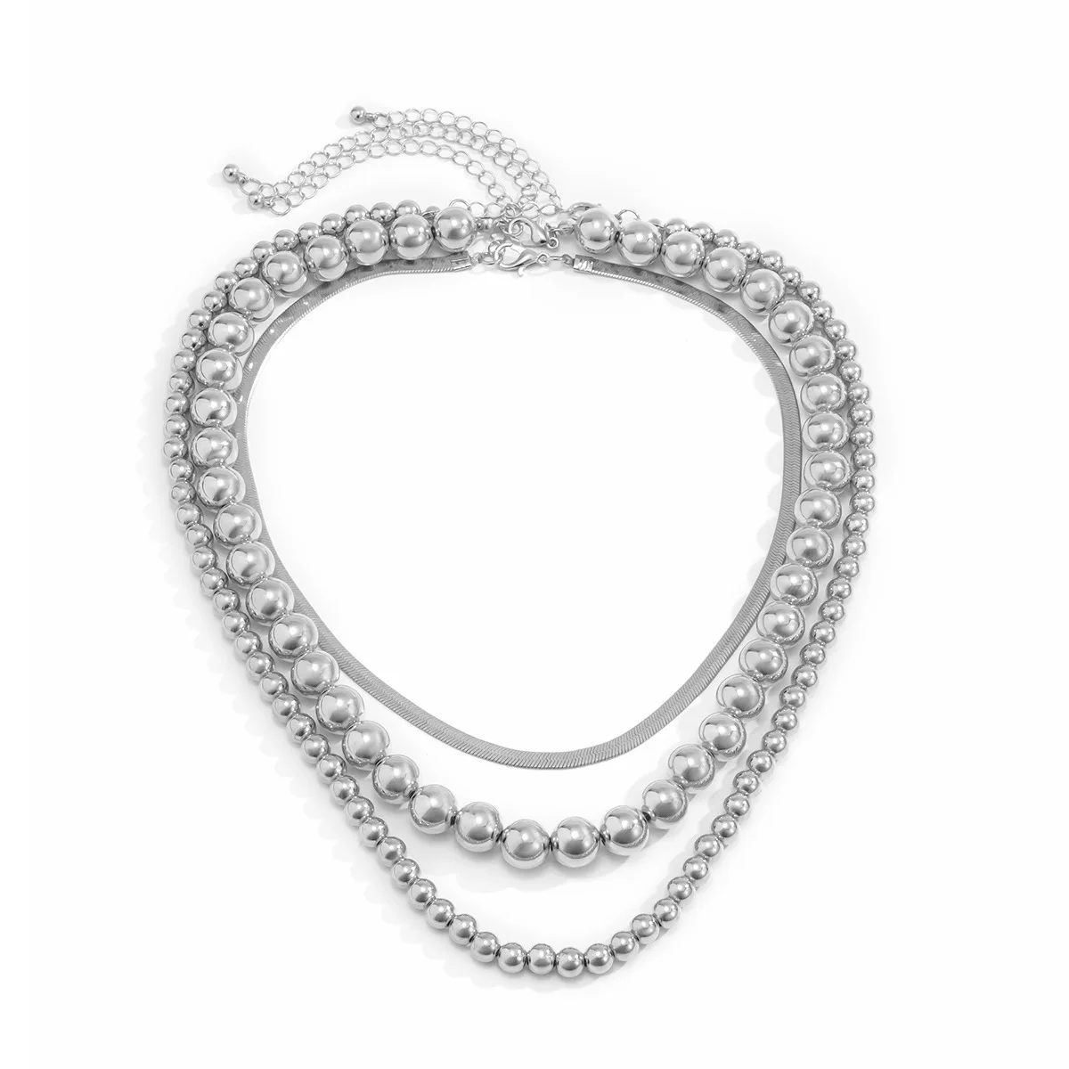 Multilayer Flat Snake Chain Necklace Women Vintage Acrylic Gold Color Metal Beads Beaded Necklaces Girls Party Fashion Jewelry