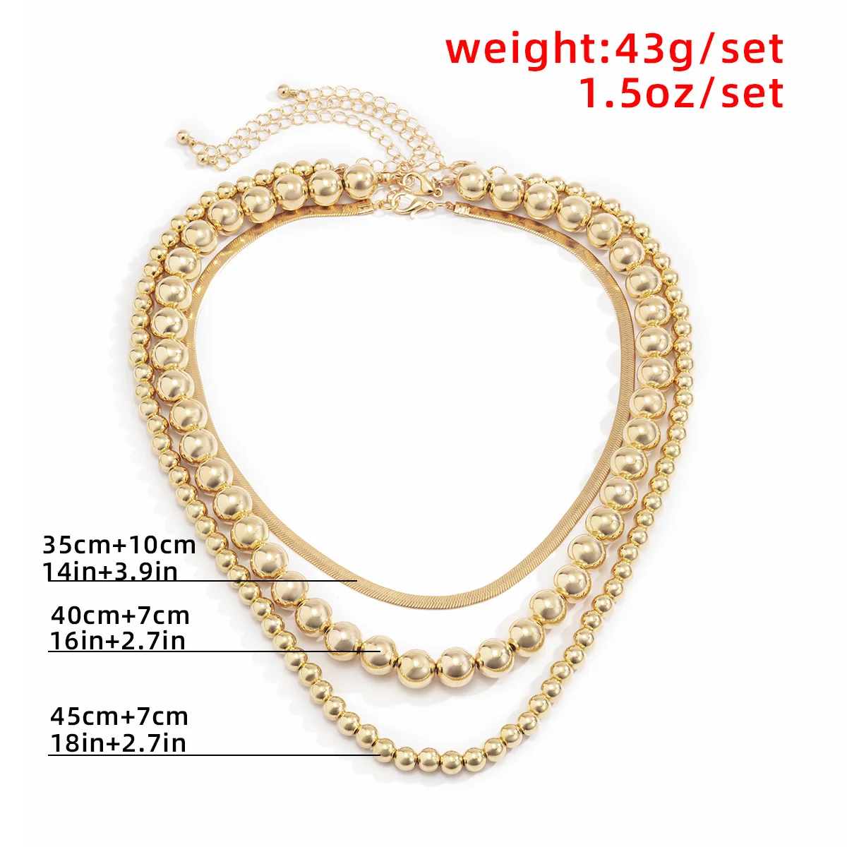 Multilayer Flat Snake Chain Necklace Women Vintage Acrylic Gold Color Metal Beads Beaded Necklaces Girls Party Fashion Jewelry