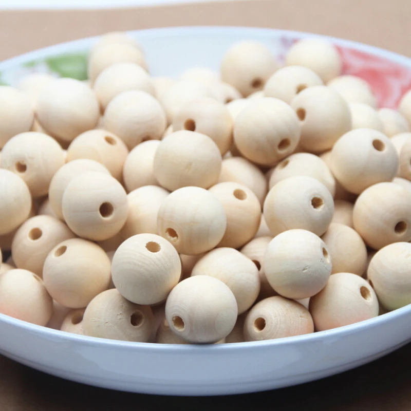 Wood Beads Natural Round Wooden Loose Beads Wood Spacer Beads for Craft Making Decorations and DIY Crafts 6/8/12/14/18/20/25/30