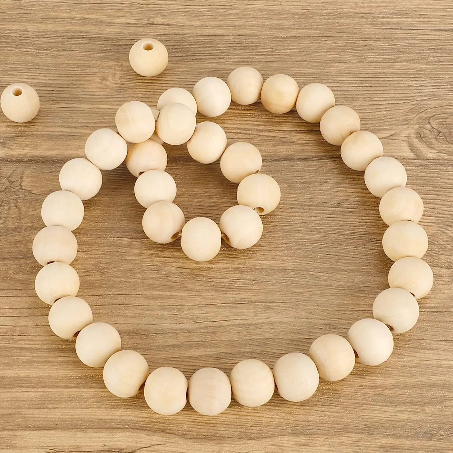 Wood Beads Natural Round Wooden Loose Beads Wood Spacer Beads for Craft Making Decorations and DIY Crafts 6/8/12/14/18/20/25/30