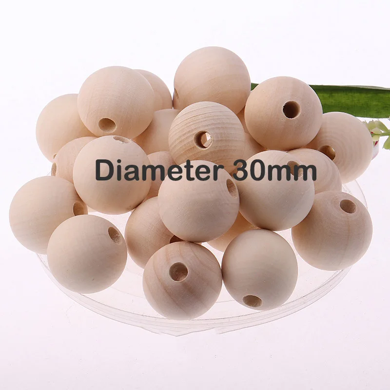 Wood Beads Natural Round Wooden Loose Beads Wood Spacer Beads for Craft Making Decorations and DIY Crafts 6/8/12/14/18/20/25/30