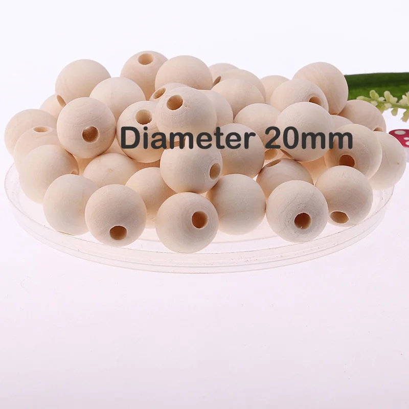Wood Beads Natural Round Wooden Loose Beads Wood Spacer Beads for Craft Making Decorations and DIY Crafts 6/8/12/14/18/20/25/30