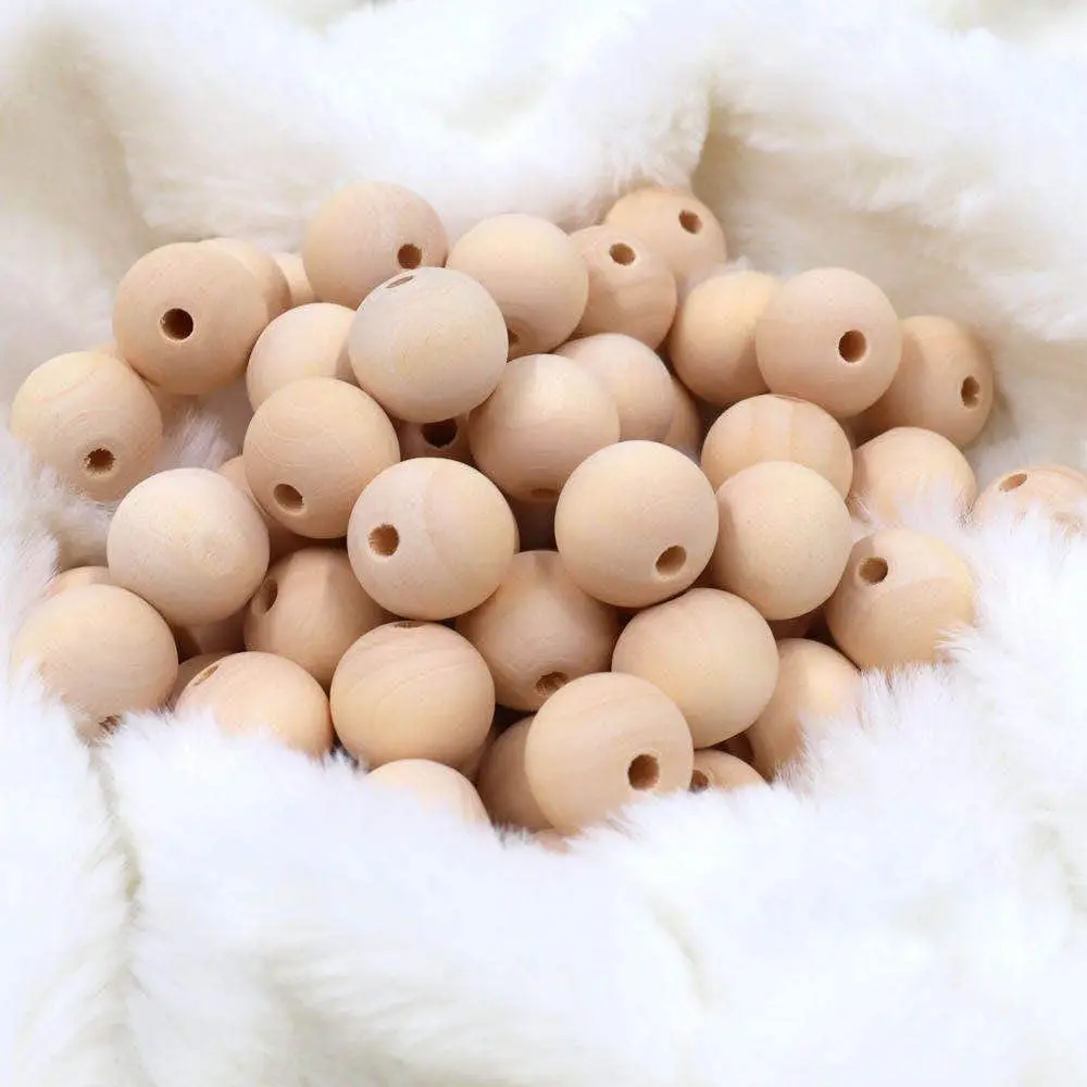 Wood Beads Natural Round Wooden Loose Beads Wood Spacer Beads for Craft Making Decorations and DIY Crafts 6/8/12/14/18/20/25/30