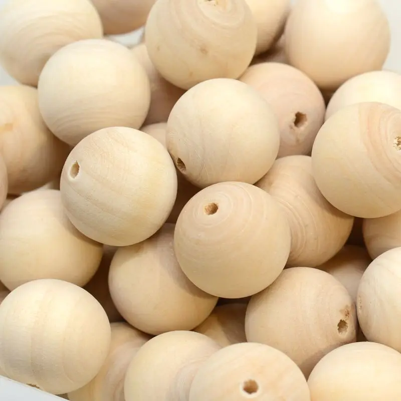 Wood Beads Natural Round Wooden Loose Beads Wood Spacer Beads for Craft Making Decorations and DIY Crafts 6/8/12/14/18/20/25/30