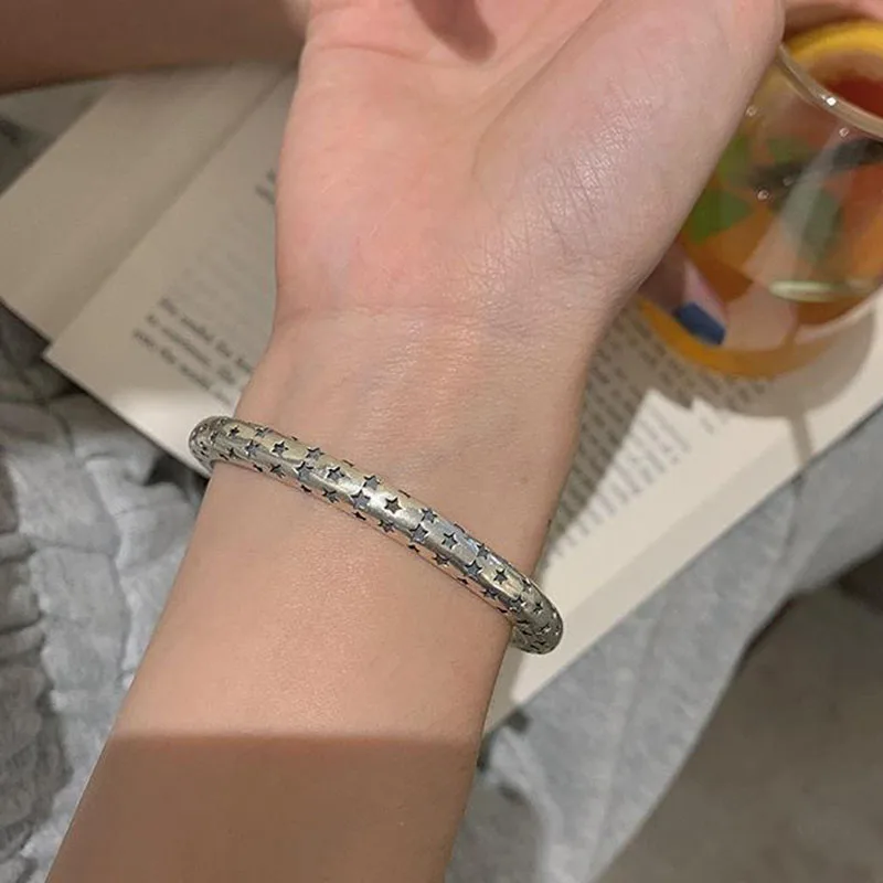 Mewanry Silver Color Bracelet for Women New Trend Punk Vintage Creative Sweet Five-Pointed Star Jewelry Birthday Gifts
