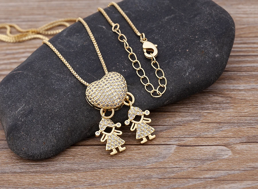 Nidin New 12 Styles Copper Zircon Love Necklaces Women Necklaces & Pendants Chain Jewelry Charm Mother's Day Gift
