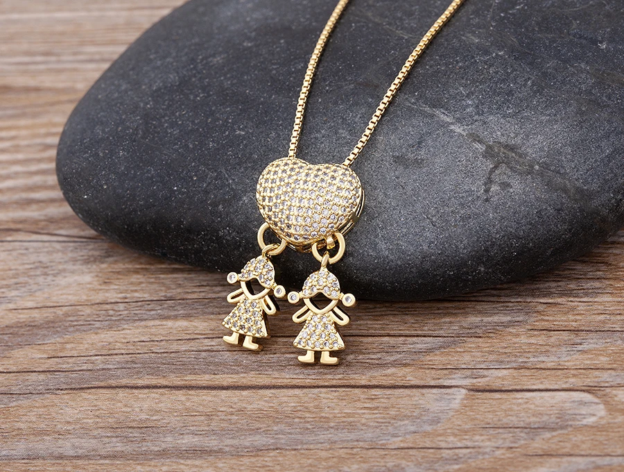 Nidin New 12 Styles Copper Zircon Love Necklaces Women Necklaces & Pendants Chain Jewelry Charm Mother's Day Gift