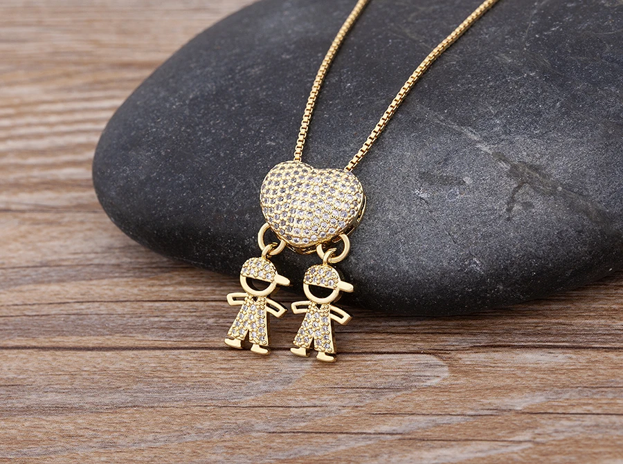 Nidin New 12 Styles Copper Zircon Love Necklaces Women Necklaces & Pendants Chain Jewelry Charm Mother's Day Gift