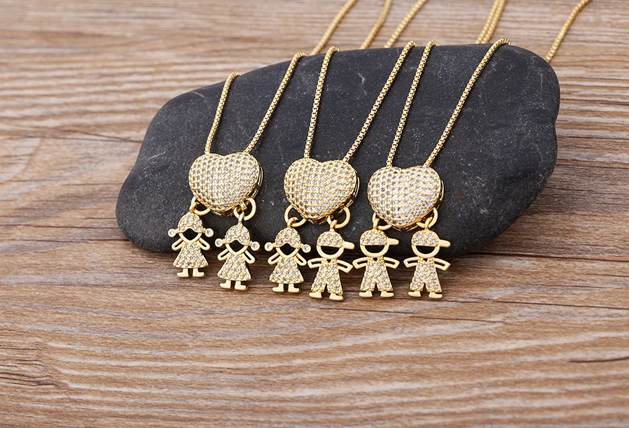 Nidin New 12 Styles Copper Zircon Love Necklaces Women Necklaces & Pendants Chain Jewelry Charm Mother's Day Gift