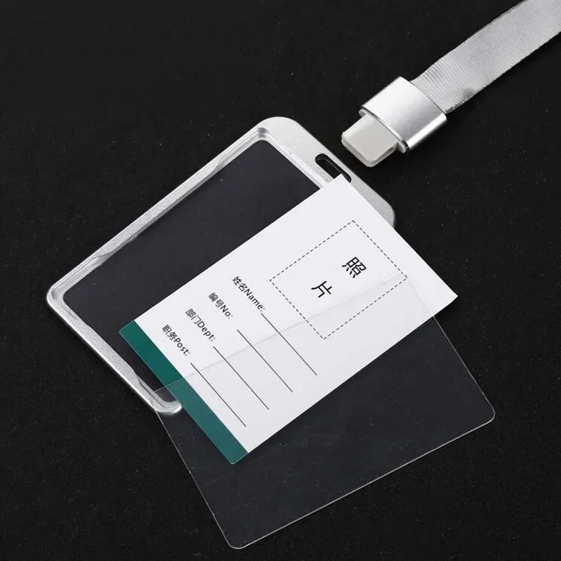 1Pcs Aluminum Alloy Work Name Card Holders Business Work Card ID Badge Lanyard Holder Men Women Metal ID Business Case