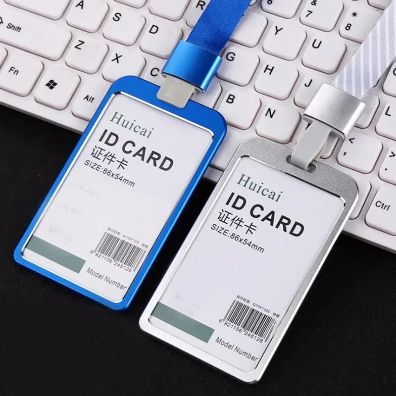 1Pcs Aluminum Alloy Work Name Card Holders Business Work Card ID Badge Lanyard Holder Men Women Metal ID Business Case