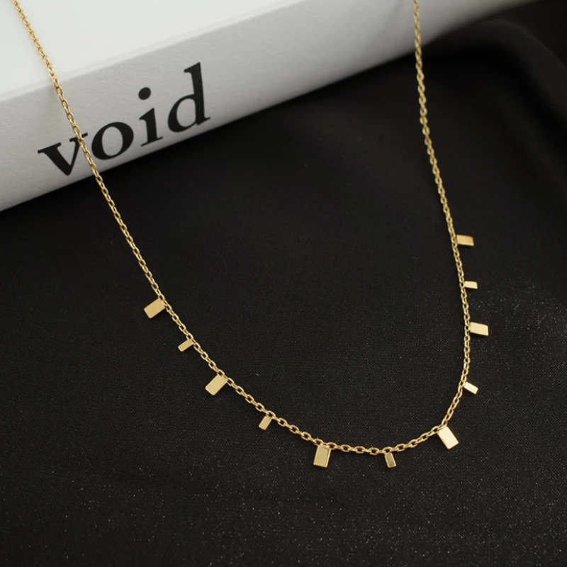 18K Gold Titanium Steel 316L Waterdrop Necklace Women Chain Choker Coin Pendant Necklaces Collar Jewelry
