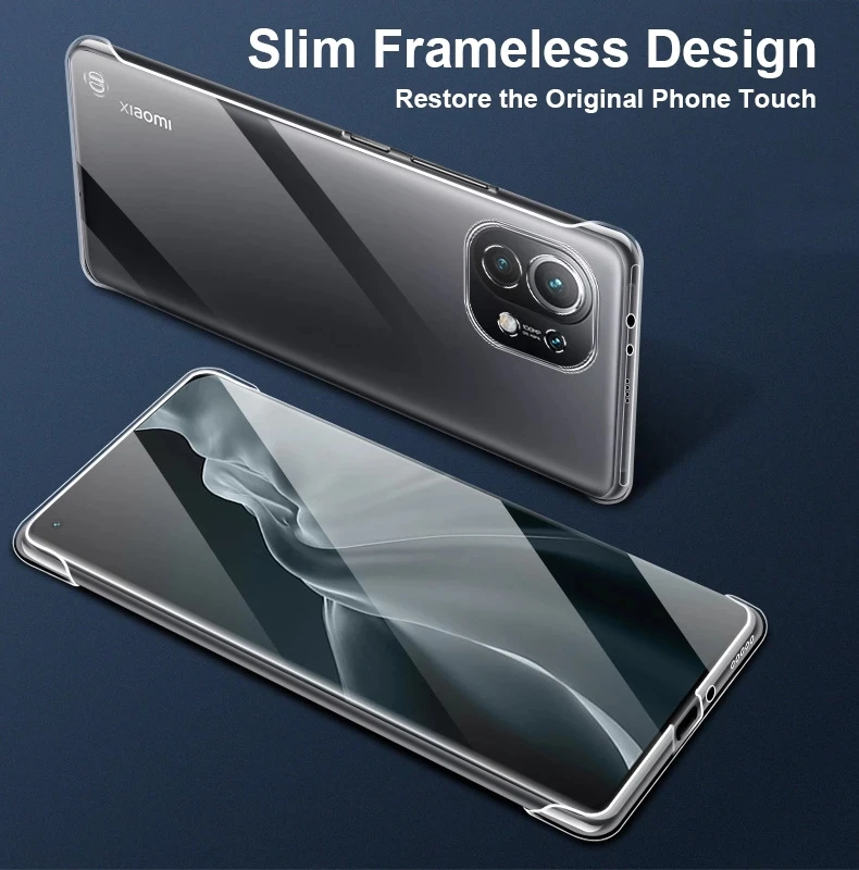 New Frameless Clear PC Hard Phone Case For Xiaomi Mi 12 11 Ultra 10T Lite 10 Pro 9T MIX4 POCO F3 M3 Redmi Note 7 8 9 10 Pro K40