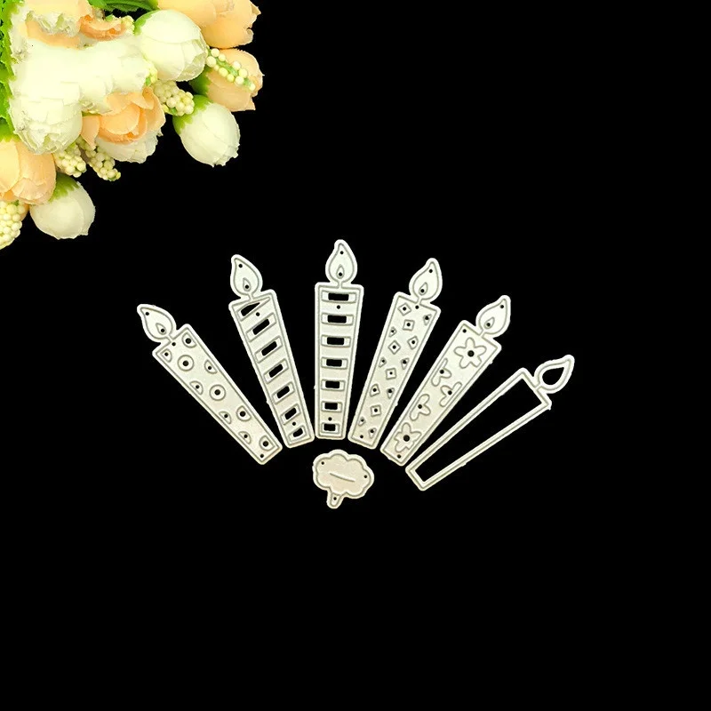 Birthday Candle Label Metal Cutting Dies Scrapbooking Stamps Craft Embossing Die Stencil Template