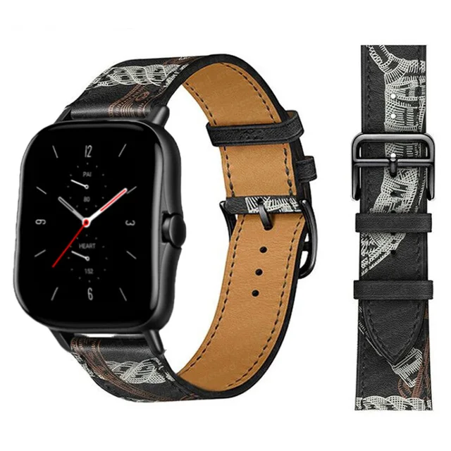 20mm/22mm Leather band For Amazfit GTS 4/3/2/2e/GTS2 Mini/GTR 4/3 pro/GTR2/2e/stratos 2/3 correa Bracelet Amazfit bip 6 5 strap