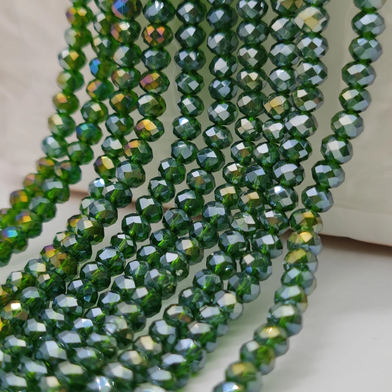 2 3 4 6 8mm Dark Green Czech Glass Faceted Crystal Beads Round Spacer Loose Beads for Jewelry Making Accessories Bracelet DIY