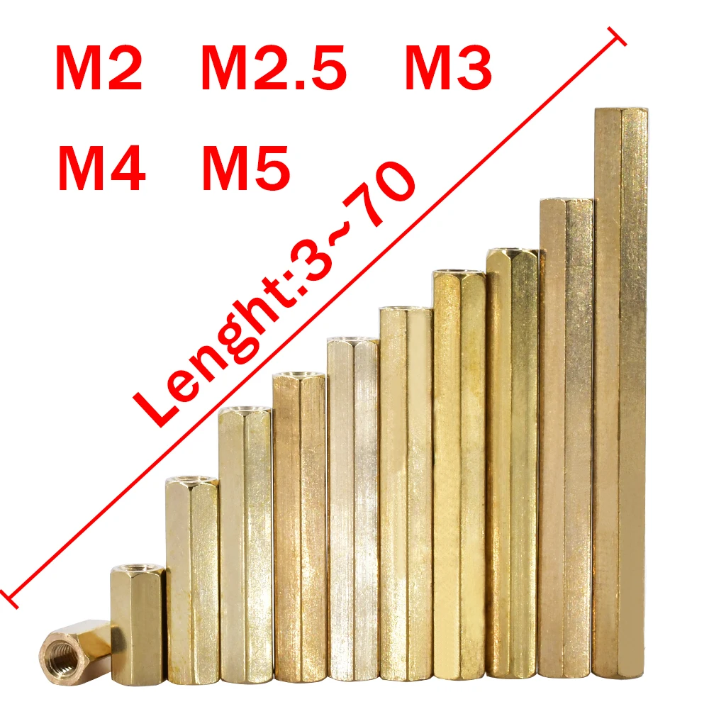 M2 M2.5 M3 M4 M5 Female-Female Brass Hex Spacer Board Pillar Hexagon Thread PCB Motherboard Nut Column Standoff Bolt Screw Bolts