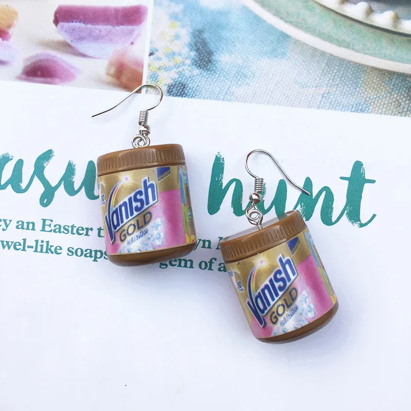 Women Earring Made Cute Girls Eardrop Funny Gift Sweet Handmade Cartoons Mini Fruit Drink Ham Sausage Toothpaste Shampoo