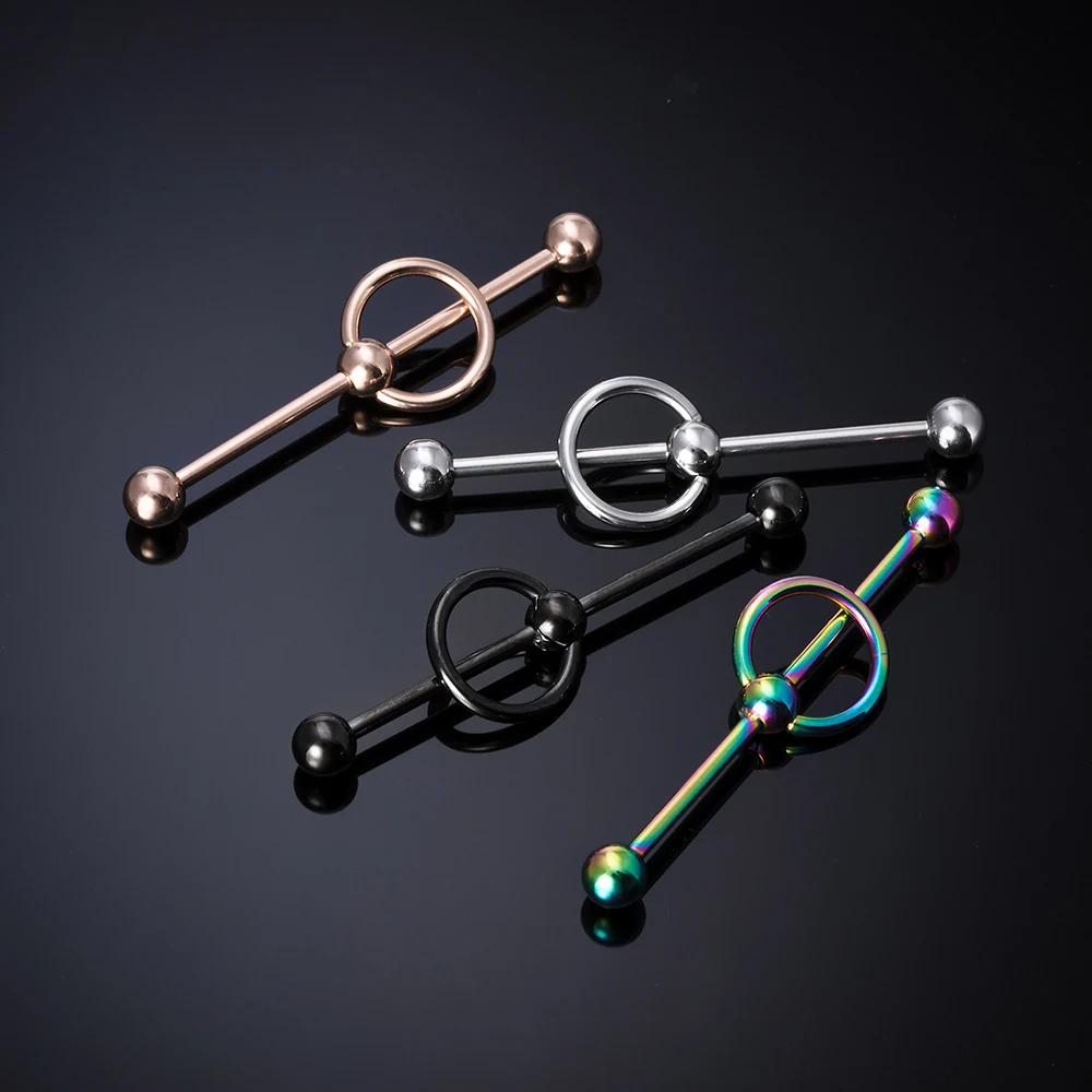 1PC New 38mm Surgical Steel Industrial Barbell Helix Cartilage Earring Unisex Industrial Piercing CBR Body Piercing Jewelry 14G