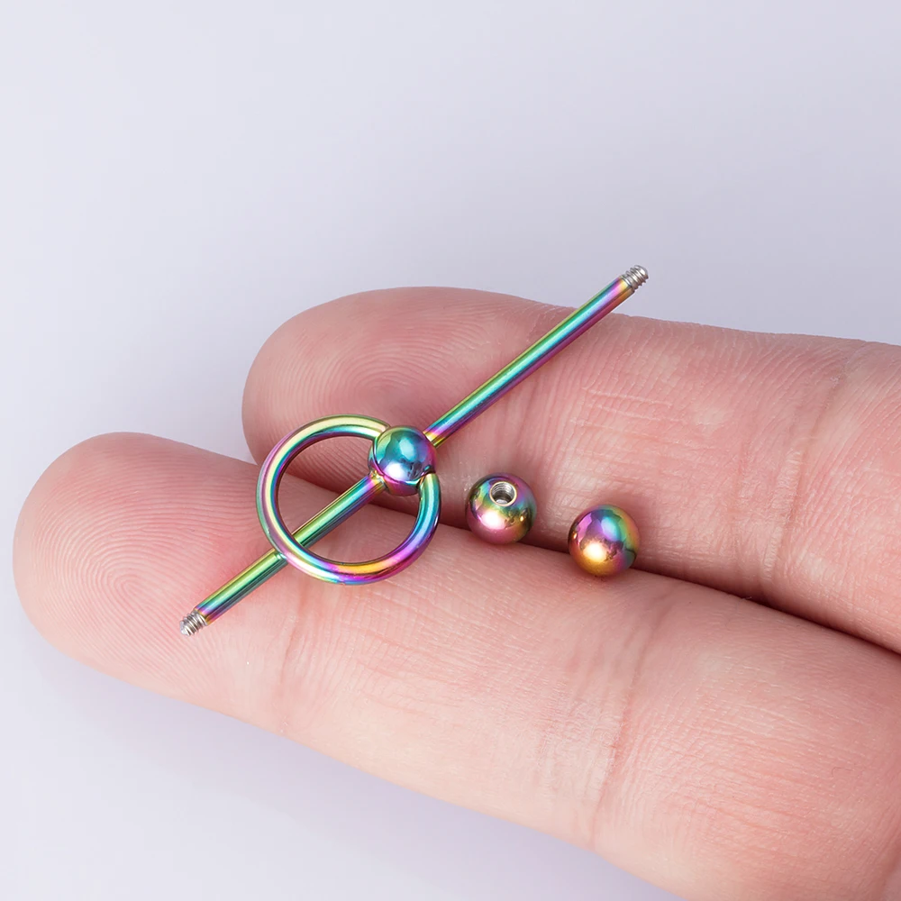1PC New 38mm Surgical Steel Industrial Barbell Helix Cartilage Earring Unisex Industrial Piercing CBR Body Piercing Jewelry 14G