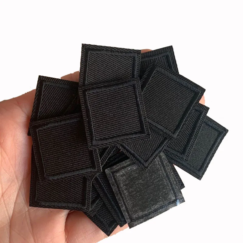 5Pcs Black Square Embroidered Patches For Clothes Iron on Patch Applique Sticker DIY Badges Apparel Accessories