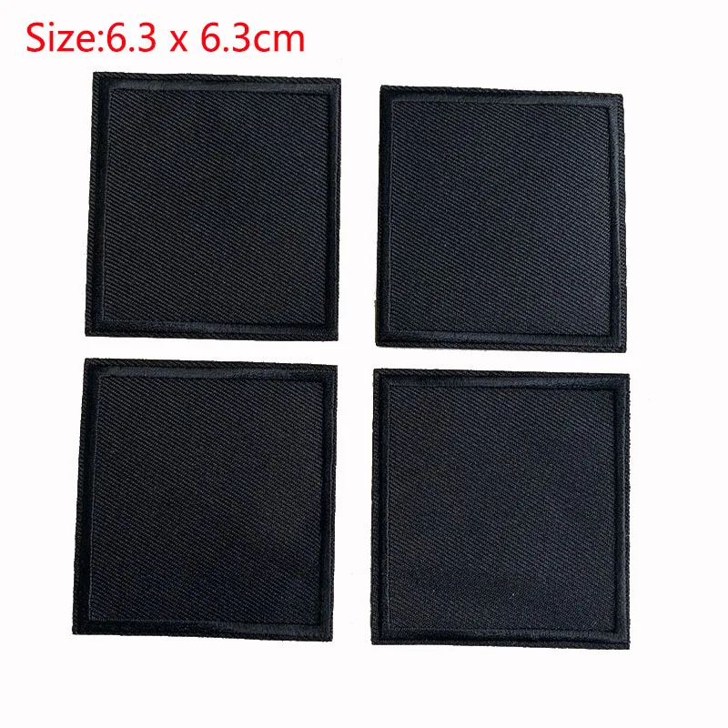 5Pcs Black Square Embroidered Patches For Clothes Iron on Patch Applique Sticker DIY Badges Apparel Accessories