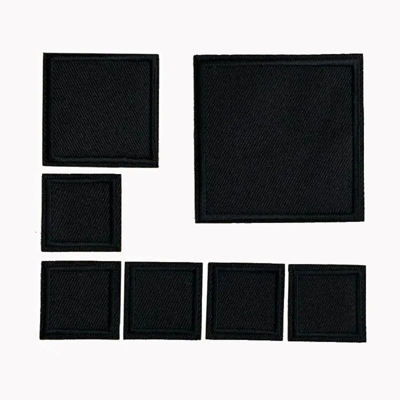 5Pcs Black Square Embroidered Patches For Clothes Iron on Patch Applique Sticker DIY Badges Apparel Accessories