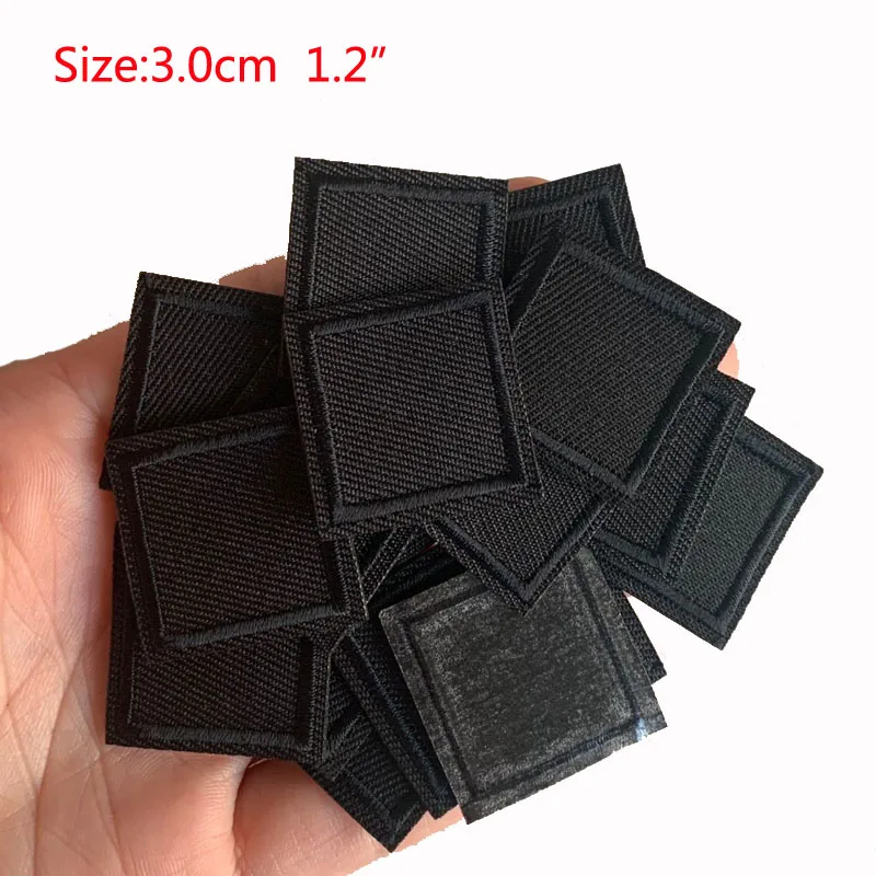 5Pcs Black Square Embroidered Patches For Clothes Iron on Patch Applique Sticker DIY Badges Apparel Accessories