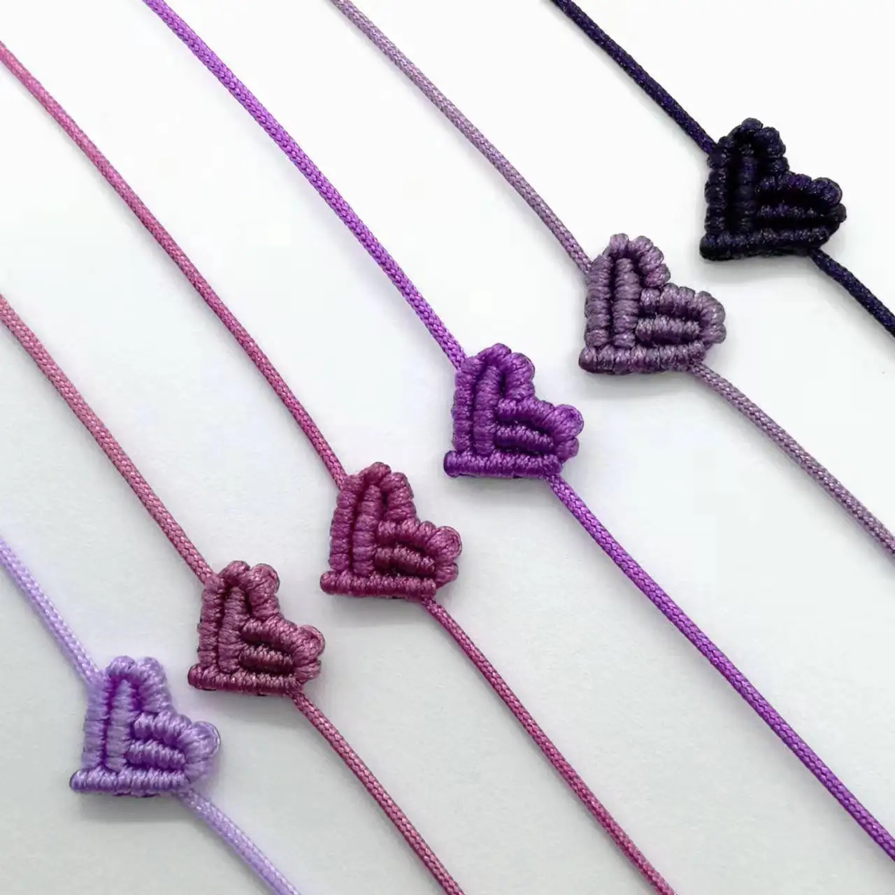 Handiwork Hand Knitting Peach Heart-Shaped Lucky Red Rope Bracelet Adjustable Women Bestie Charm Simple Men Couple Lovers Gift