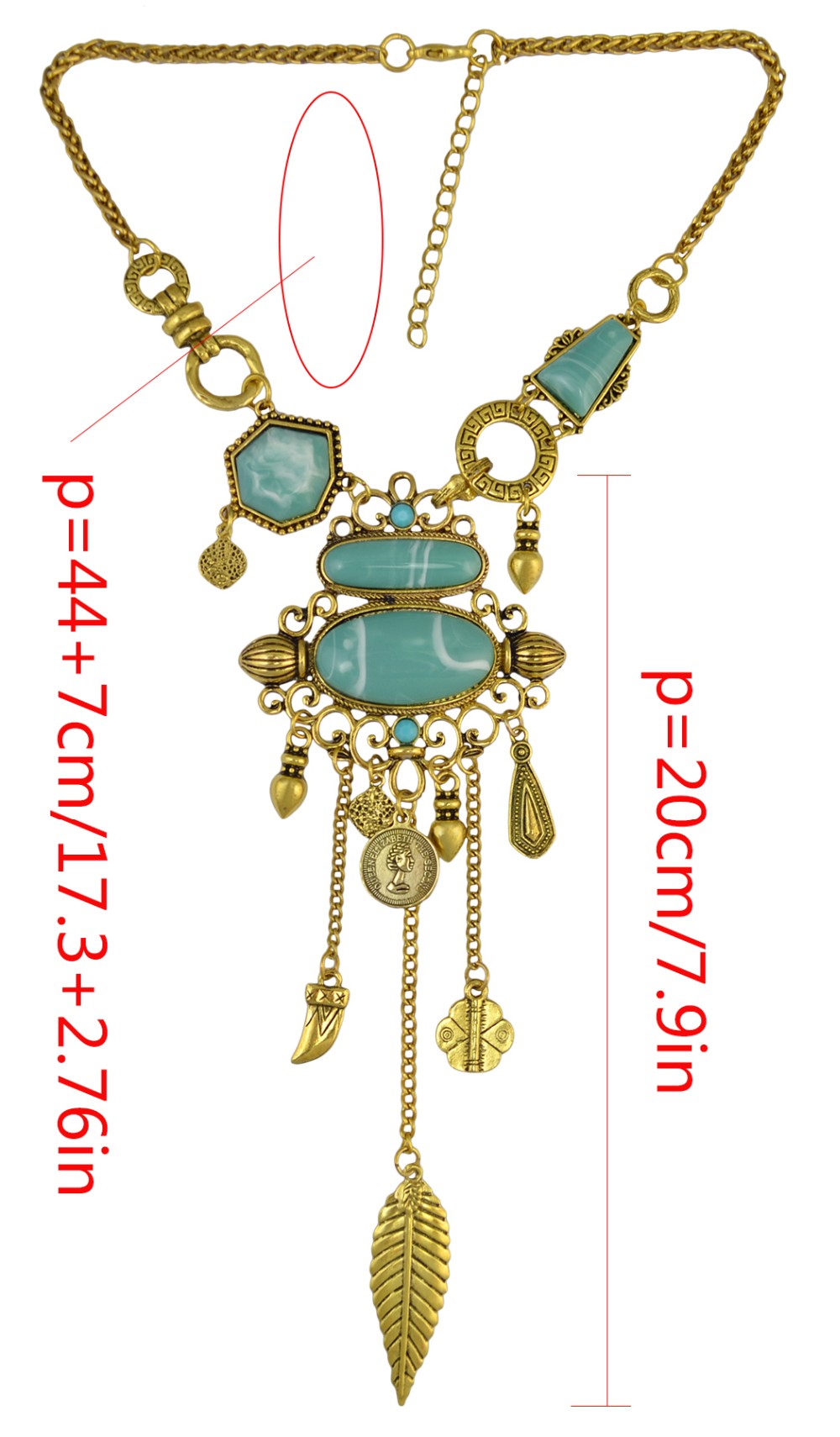 Bohemian Collier Femme Tassel Maxi Coin Neck Chain Turkish Green Stone Pendant Women Bib Collar Statement Necklac Gypsy Jewelry