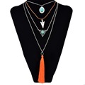 Bohemian Collier Femme Tassel Maxi Coin Neck Chain Turkish Green Stone Pendant Women Bib Collar Statement Necklac Gypsy Jewelry