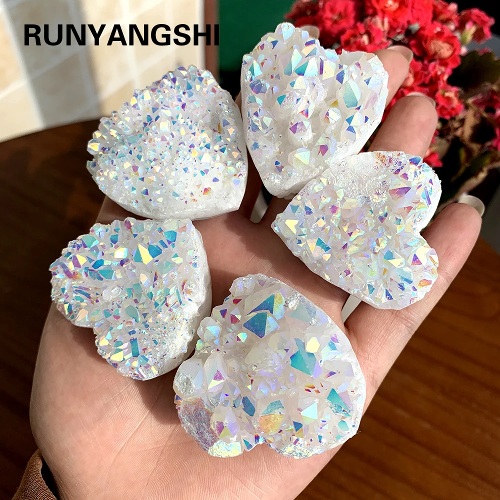30mm Natural Crystal Love  Heart Pendant Mineral Specimens Gemstone Rocks Amethyst Collectibles Jewelry Home Decor