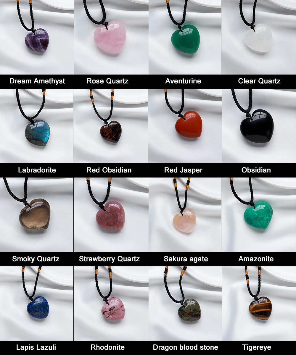 30mm Natural Crystal Love  Heart Pendant Mineral Specimens Gemstone Rocks Amethyst Collectibles Jewelry Home Decor
