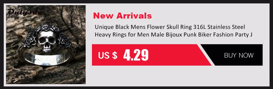 Aesthetic Gothic Vintage 316L Stainless Steel Cool Skull Men's Finger-Ring Punk Rock Bearded Biker Jewelry Christmas Accessories