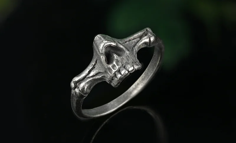 Aesthetic Gothic Vintage 316L Stainless Steel Cool Skull Men's Finger-Ring Punk Rock Bearded Biker Jewelry Christmas Accessories