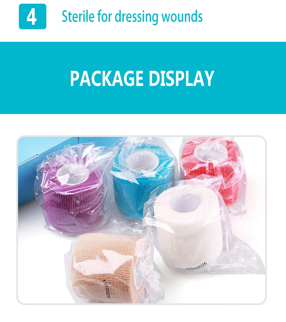 1 Roll Breathable Gauze Medical Bandage Self-adhesive Elastic Bandages for Travel Sports Finger Wrist Bandage Car Emergency Kit