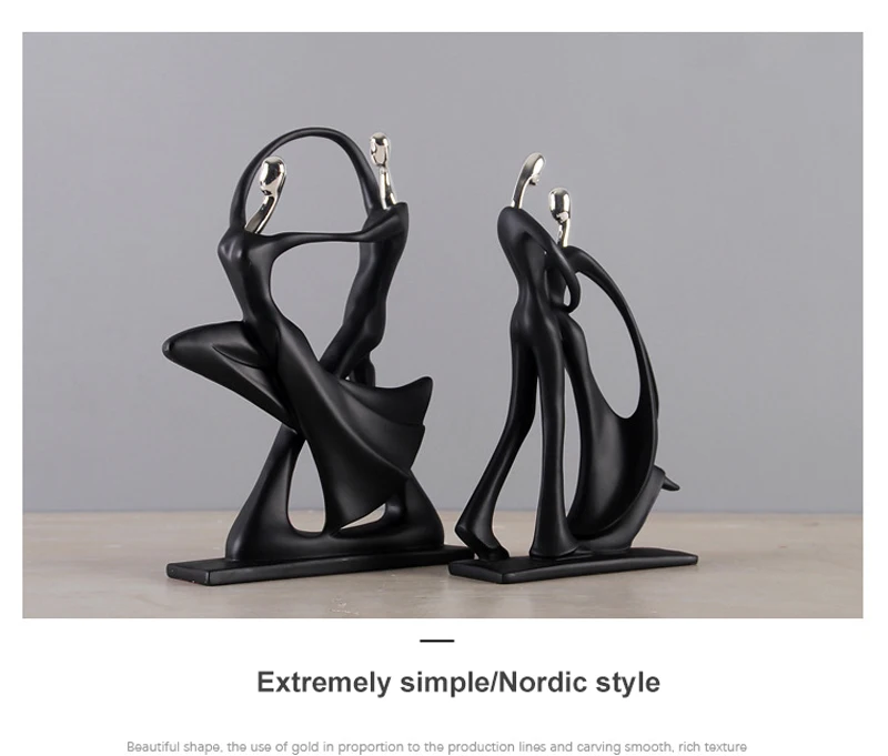 Nordic Art Dancing Couple Resin Figure Ornaments Figurines Home Decoration Accessories for Living Room Ornaments for Home Decor