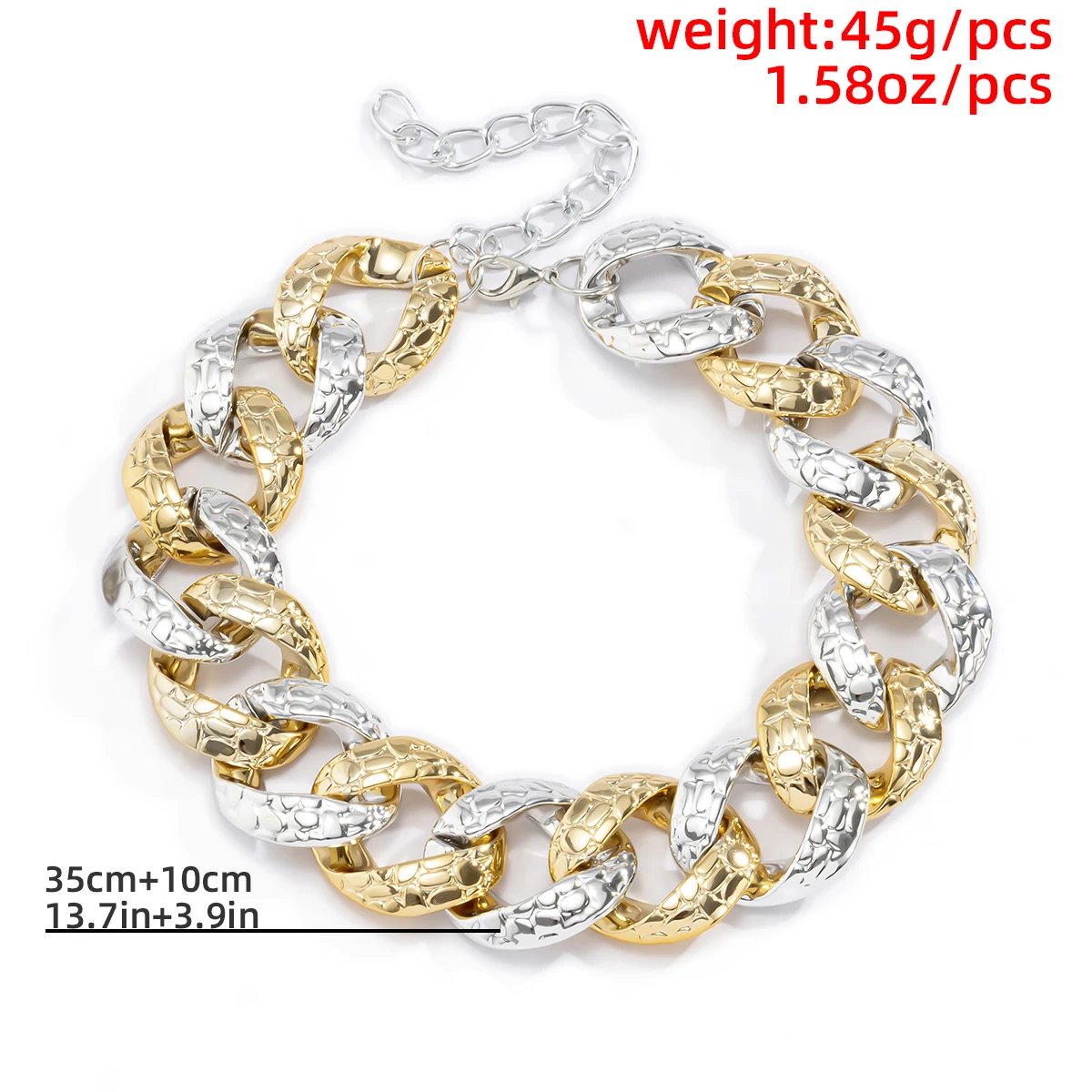 Punk Exaggerated Large CCB Chain Necklace Women Retro Gothic Steam Chunky Thick Clavicle Necklaces Fashion Glamour Girl Jewelry